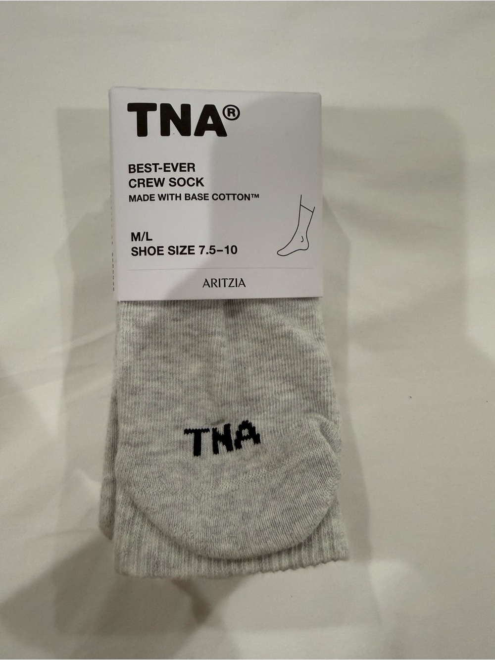 TNA Best-Ever Crew Sock - Heather Cloud White (M/L)
